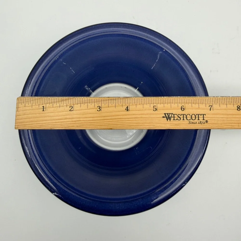 Set of 3 Vintage PYREX Blue Glass Nesting Mixing Bowls Clear Bottoms 322 323 325